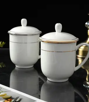 Zilas un baltas porcelāna Krūzītes kausa Jingdezhen Kaula porcelāna keramikas teaset teacup tējkanna ar vāku tējas tases