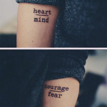 1 gab Ūdensnecaurlaidīgus Pagaidu Tetovējumu Uzlīmes Sirds Prāta Vēstules Tetovējums Viltus Tetovējums