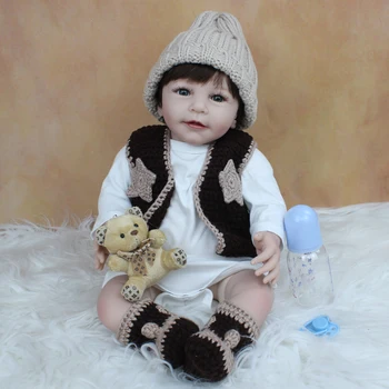 55 CM Mīksta Silikona Atdzimis Puiku Lelle Meiteni, Piemēram, Nekustamā 22 Collu Reāli Lisa Toddler Saģērbt Bebe Spēlēt Rotaļu Māja